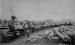 Central Arizona Railway: unloading logs in Arizona Lumber and Timber Sawmill lumber-yard., ca. 1890 