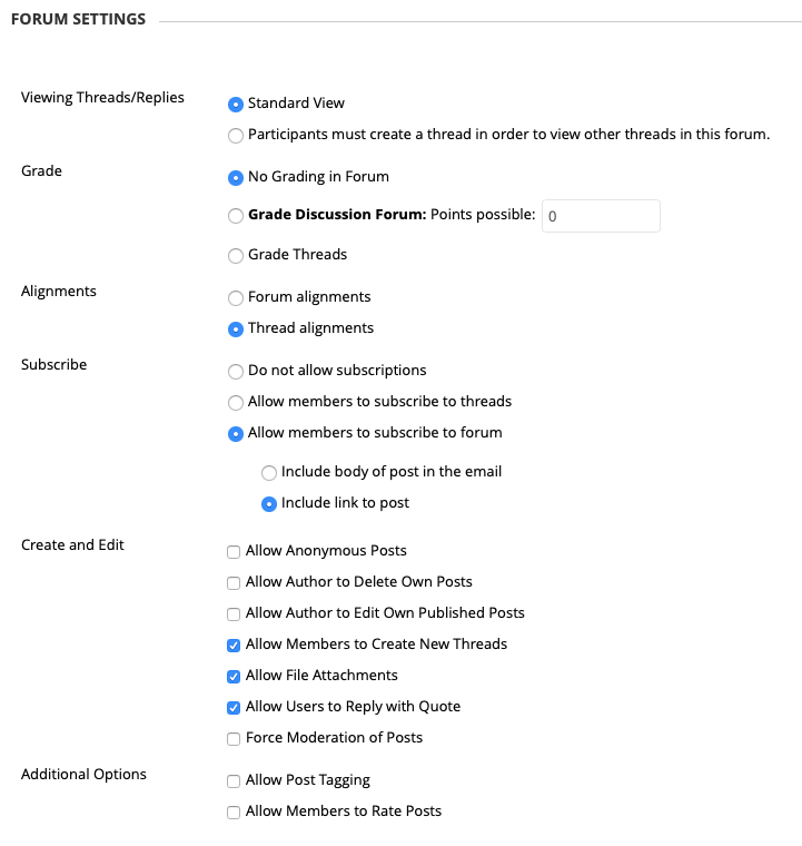 discussion settings