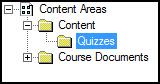Select Content area to store quiz on Blackboard Learn