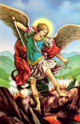 Archangel Michael battling the Devil:http://www.luckymojo.com/archangelmichael.html